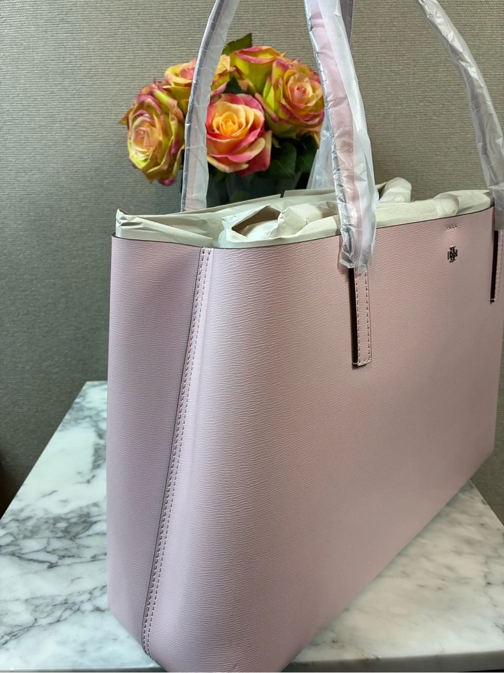 Tory Burch Coral Pink Textured Leather Large Blake Tote Bag - NWT Retail $395